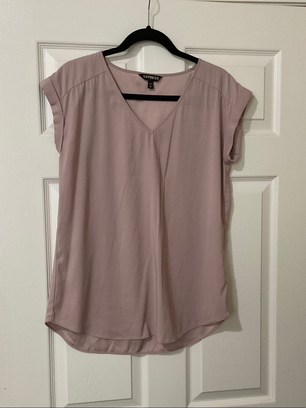 Express Mauve Pink V-Neck Cap Sleeve Blouse